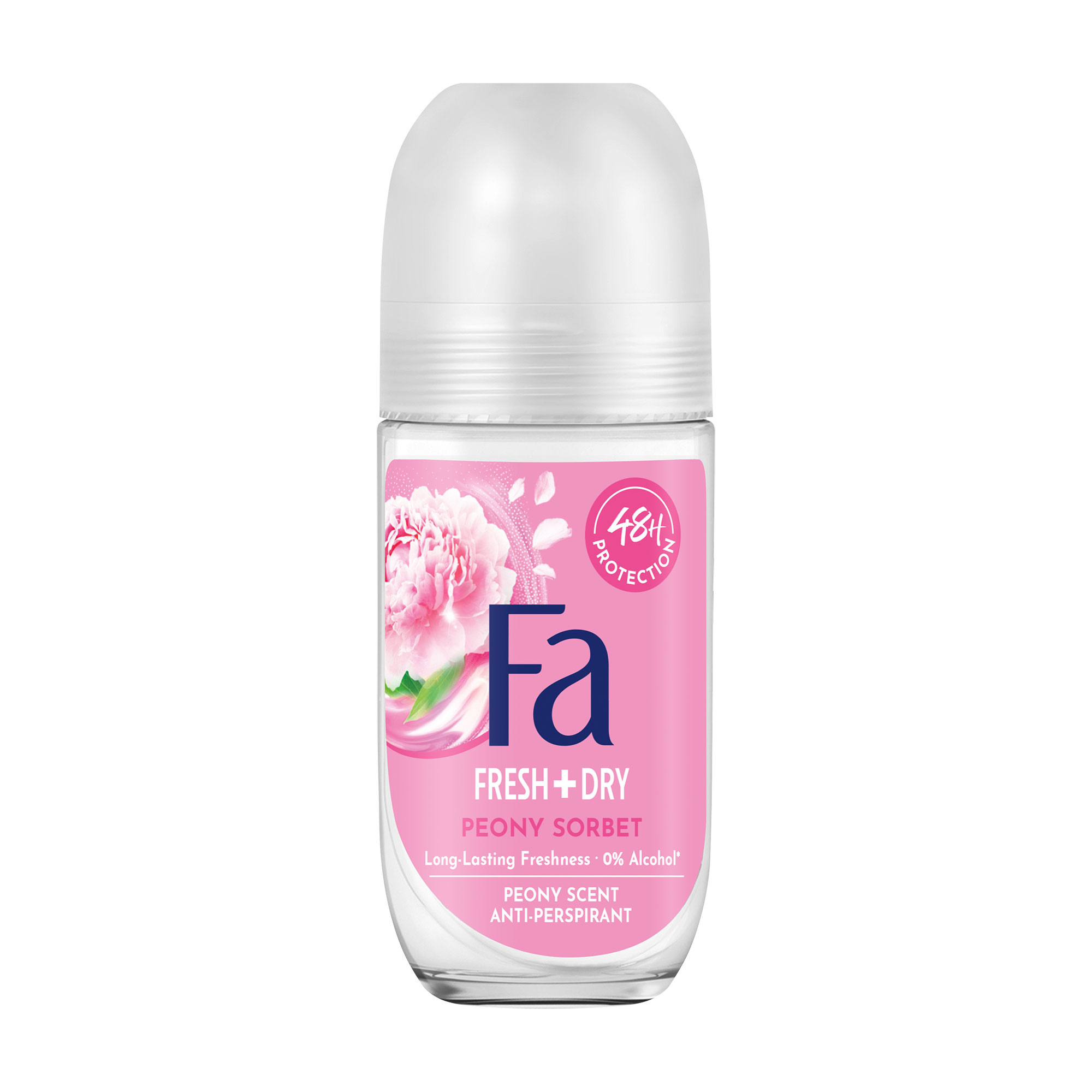 Кульковий антиперспірант Fa Fresh + Dry Peony Sorbet 48H з ароматом півонії, жіночий, 50 мл