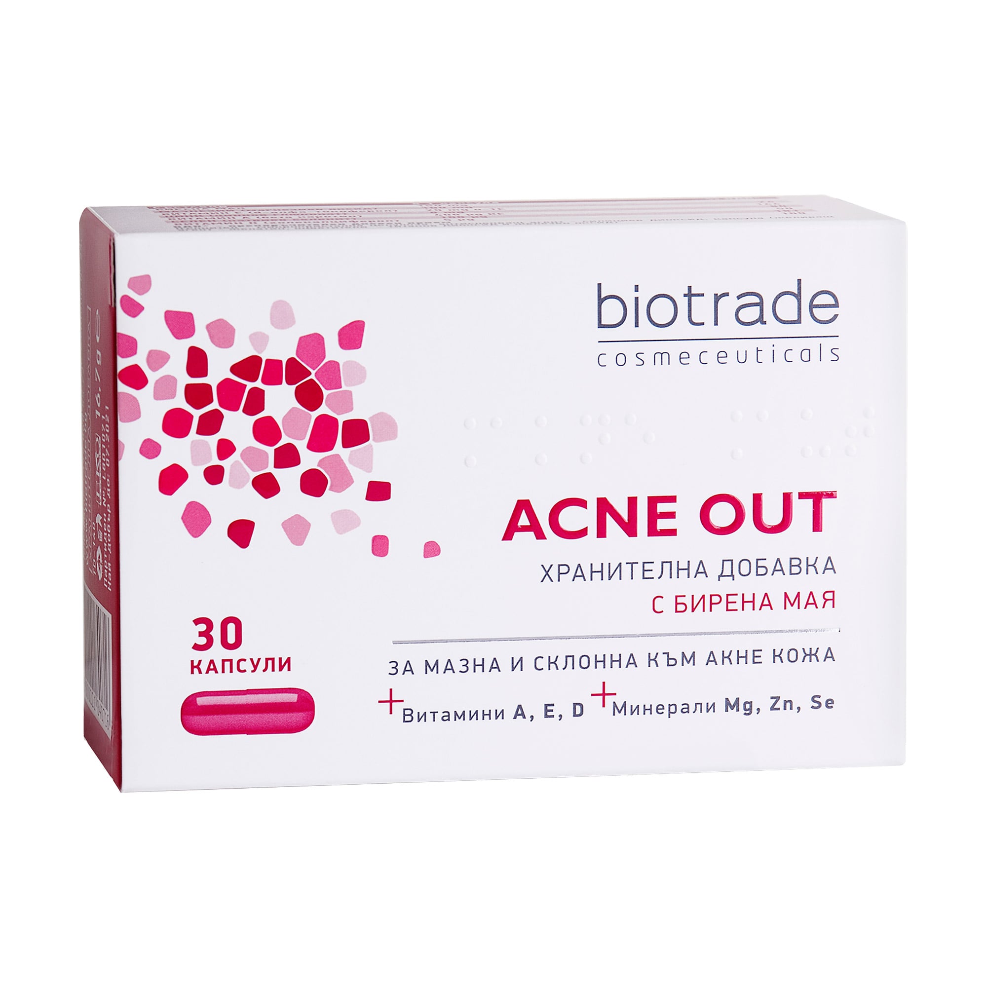 Вітамінно-мінеральний комплекс Biotrade Acne Out для жирної та проблемної шкіри, 30 капсул